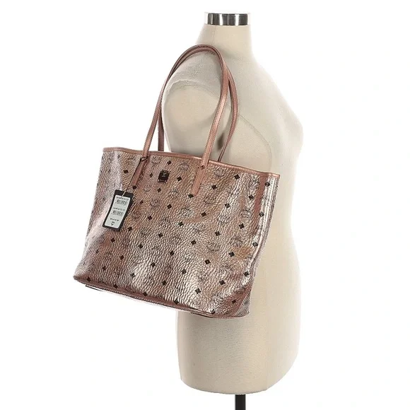 MCM Reversible Large Metallic Visetos Canvas Shopper Tote - Picture 2 of 15